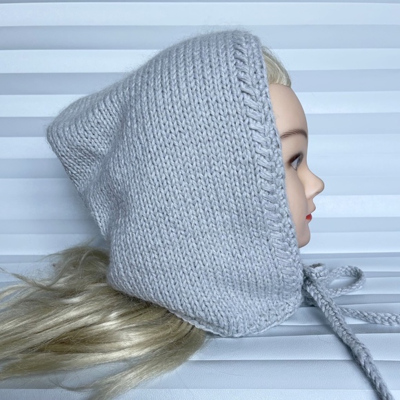 Hood Hat Women Beanie Hand Knit Wool Gray Winter Snood Beret Gift NEW main image 7